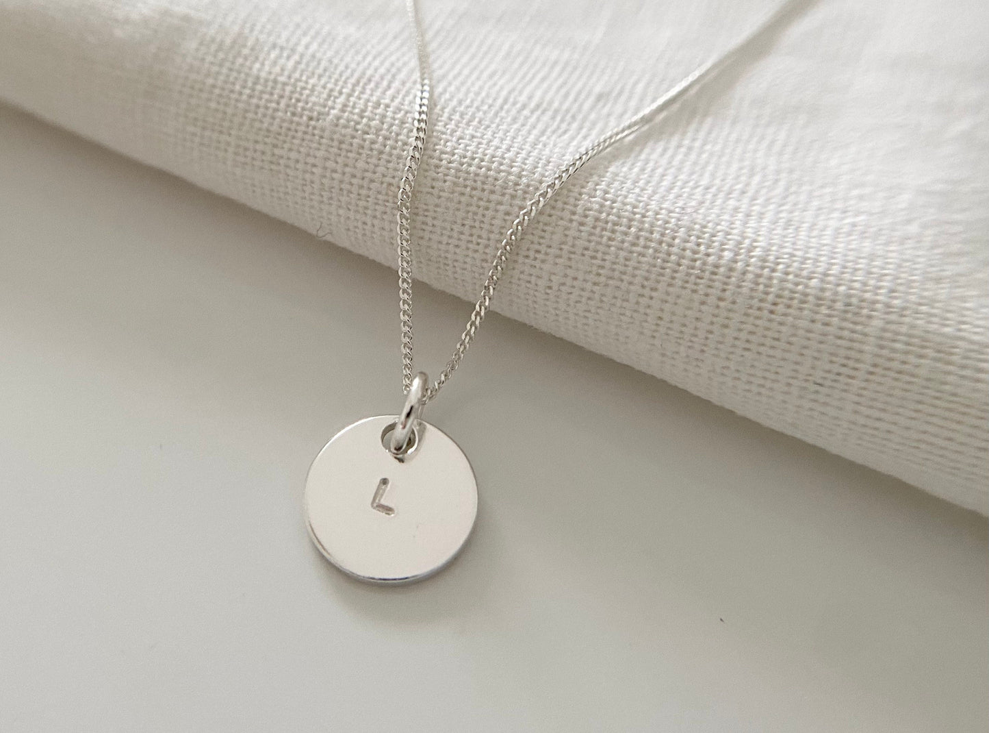 Personalised Sterling Silver Disc Necklace with Initial