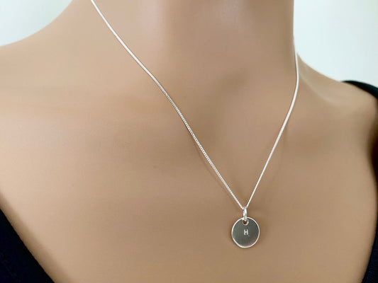 Personalised Sterling Silver Disc Necklace with Initial