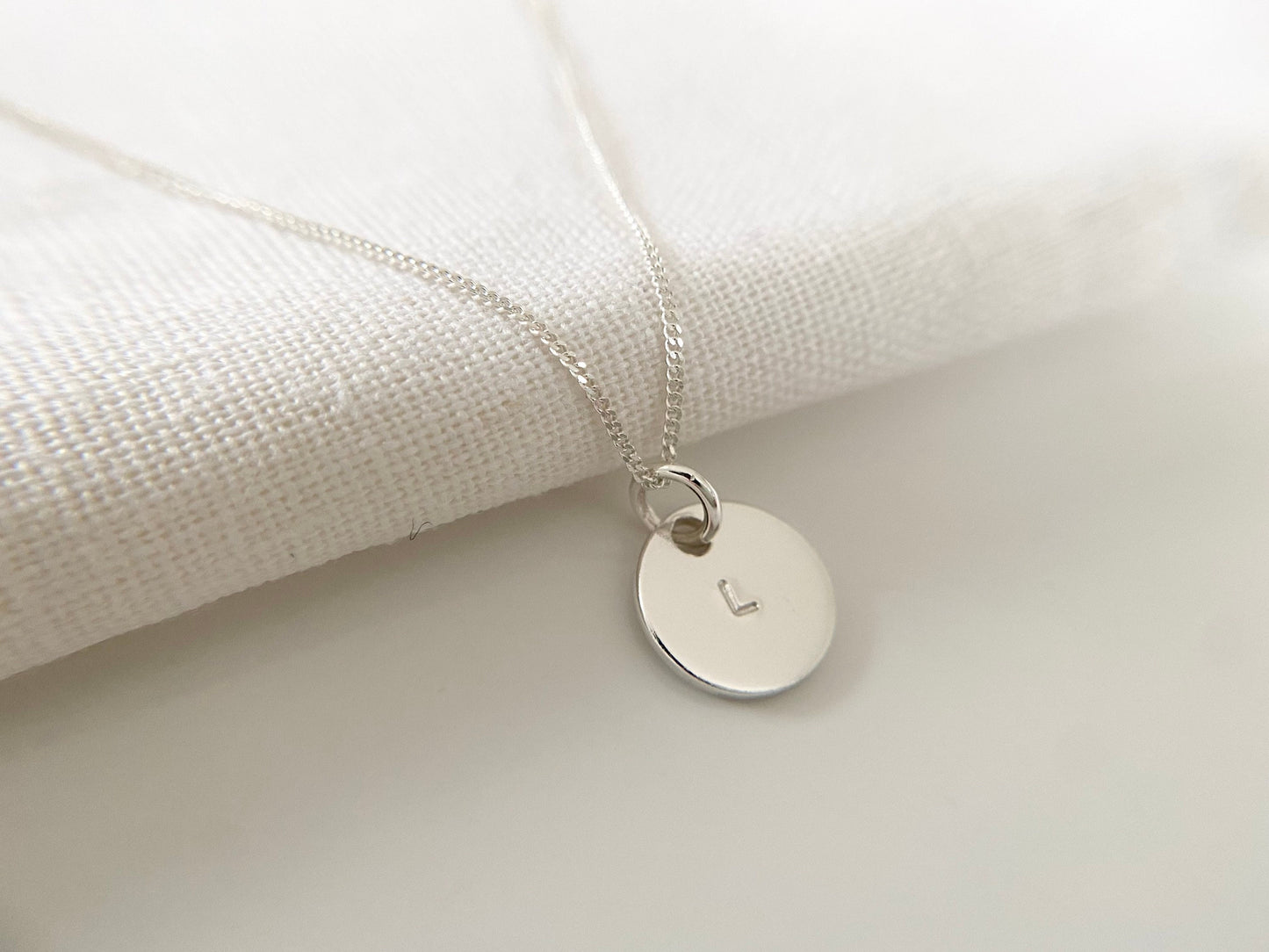 Personalised Sterling Silver Disc Necklace with Initial