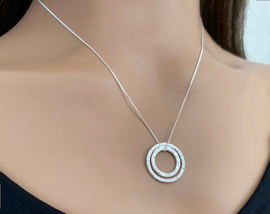 Silver Two Circles Layering Necklace (M)