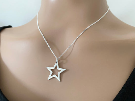 Silver Star Silhouette Pendant Necklace