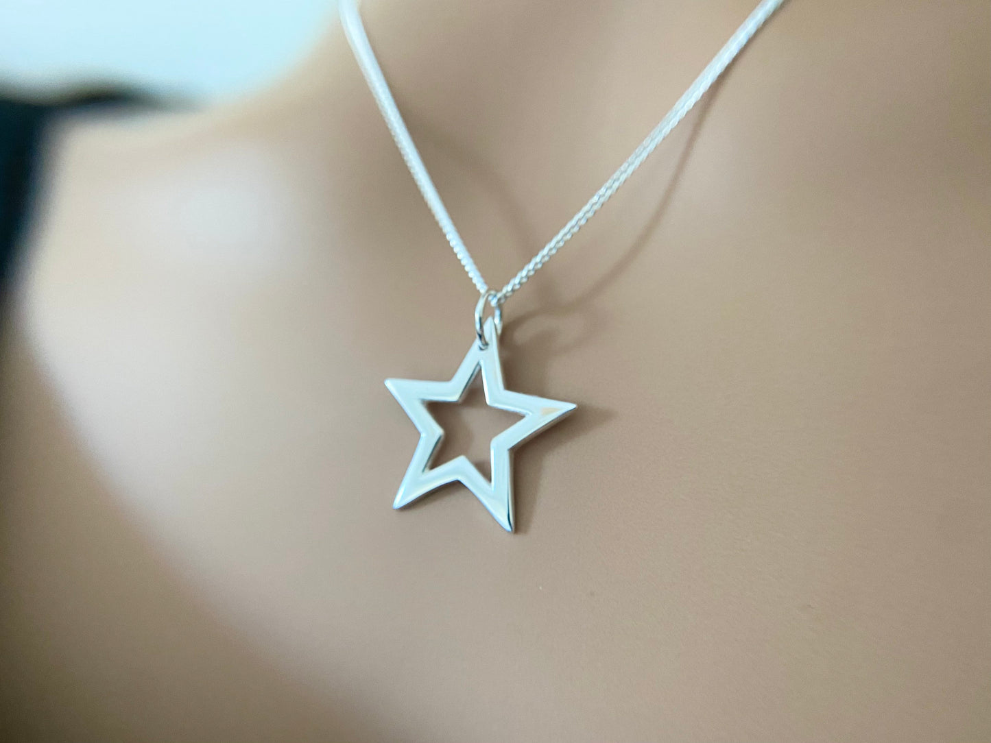 Silver Star Silhouette Pendant Necklace