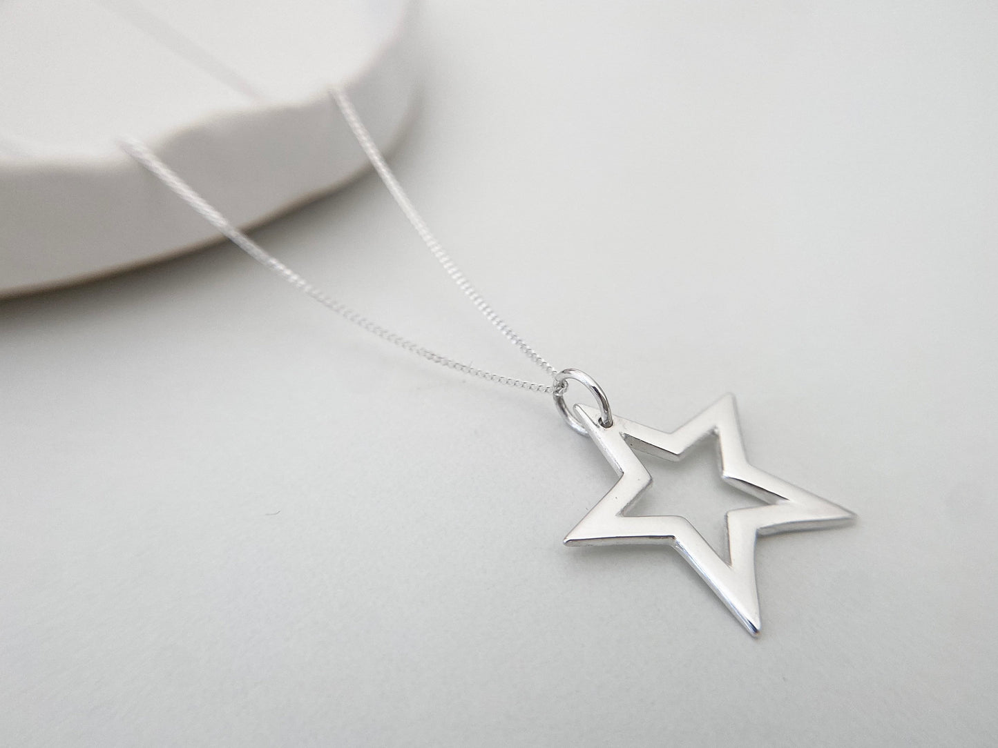 Silver Star Silhouette Pendant Necklace