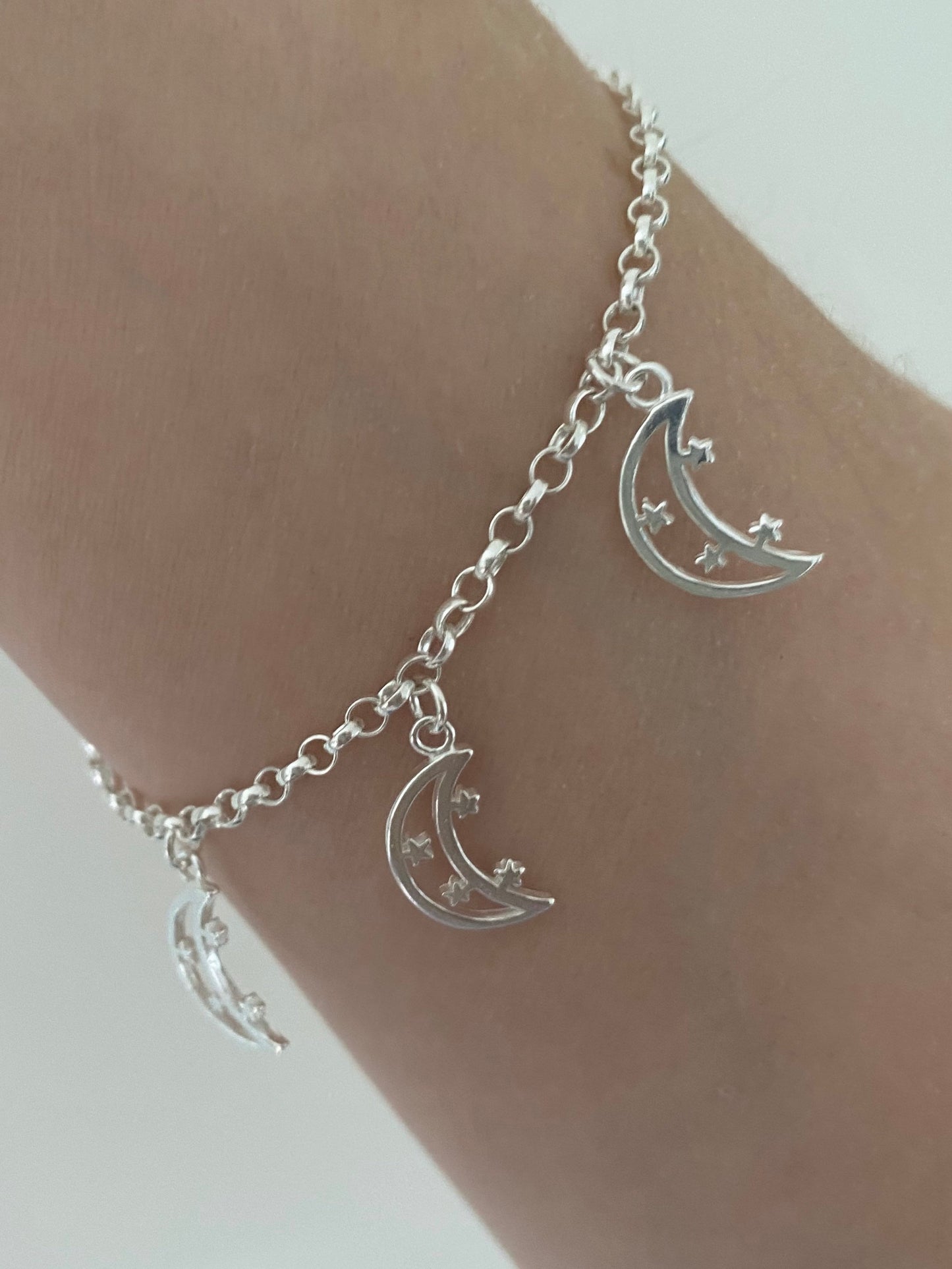 Silver Moon & Star Charm Bracelet