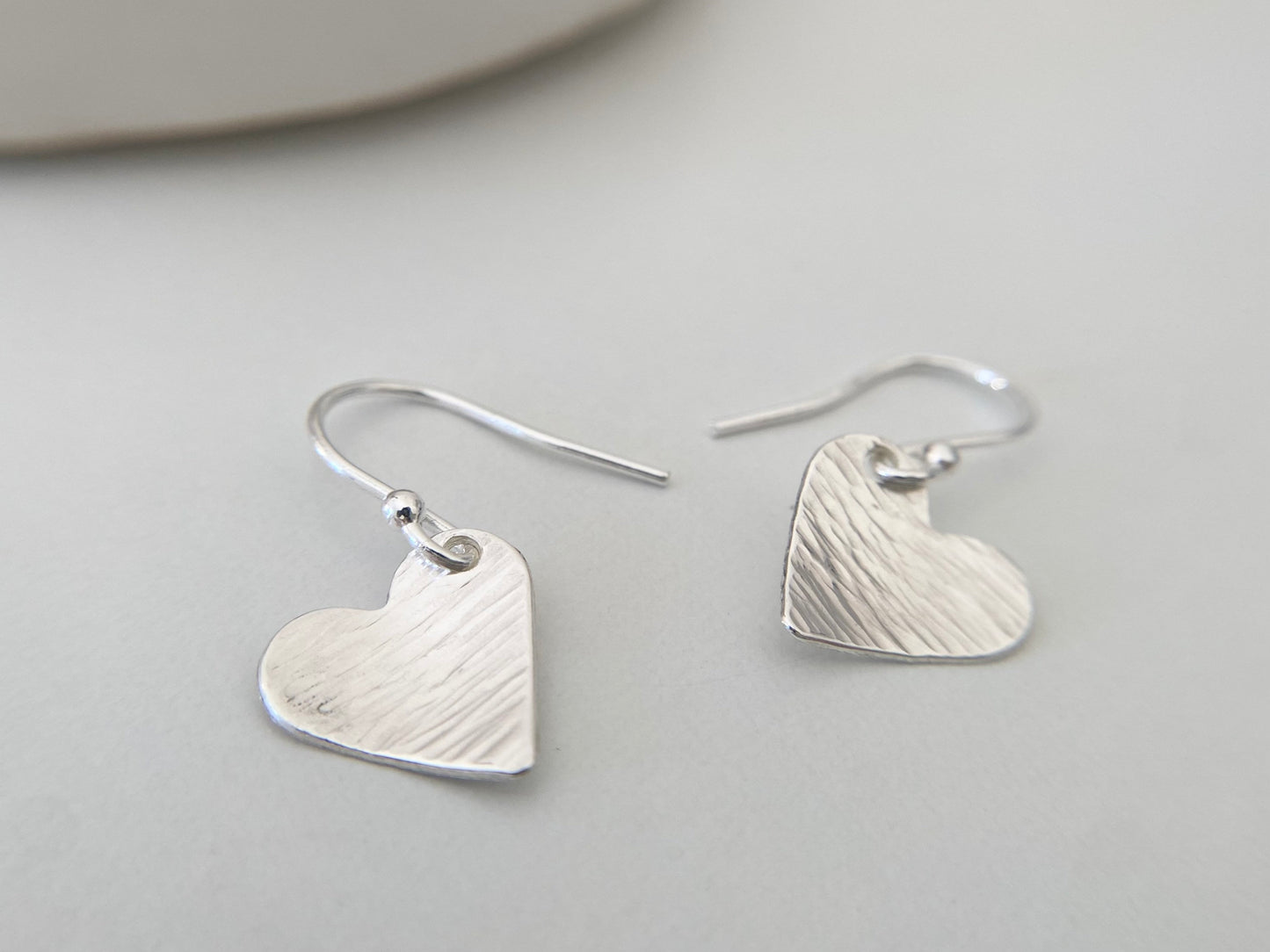 Sterling Silver Textured Curve Heart Earrings