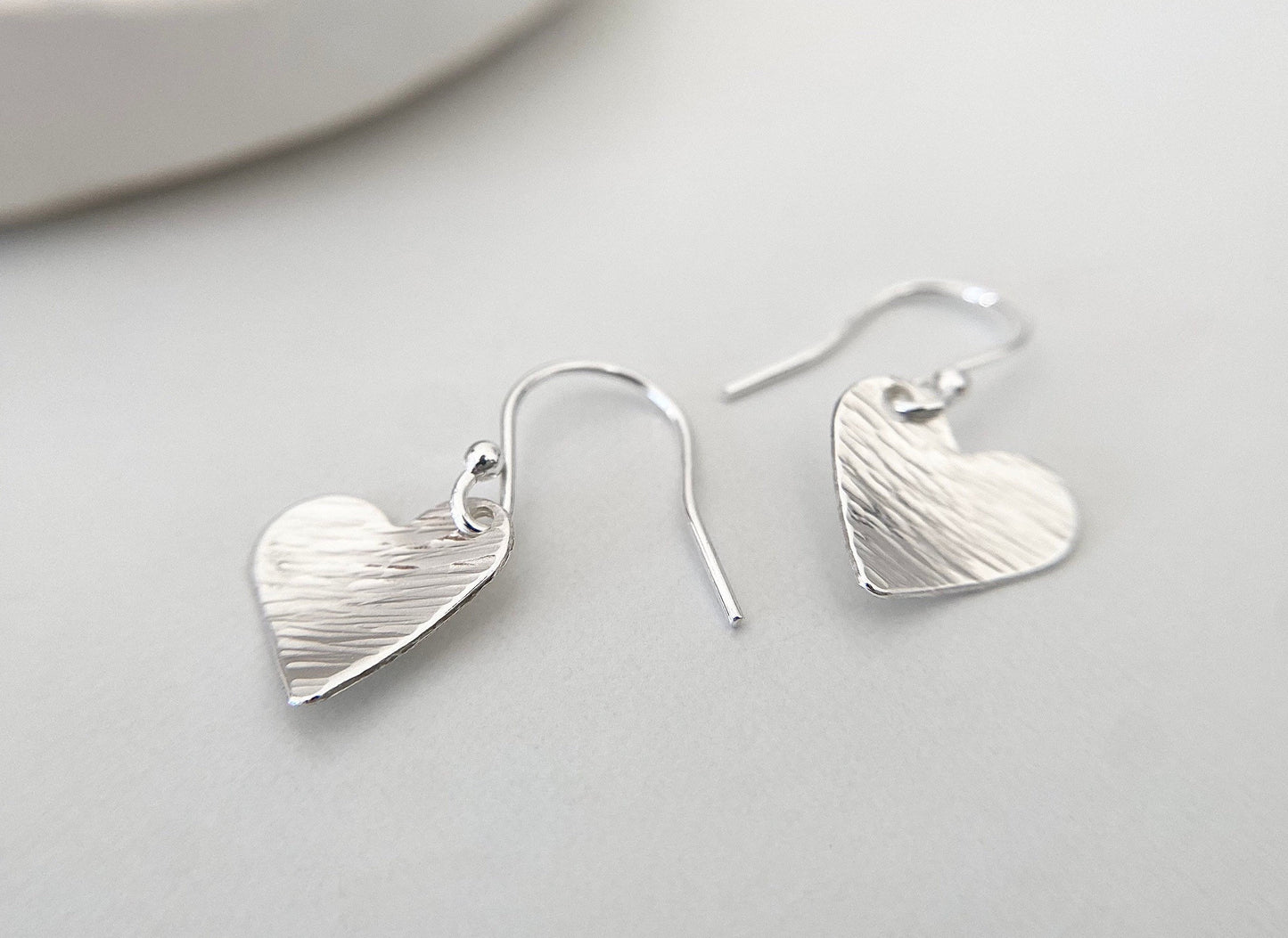 Sterling Silver Textured Curve Heart Earrings