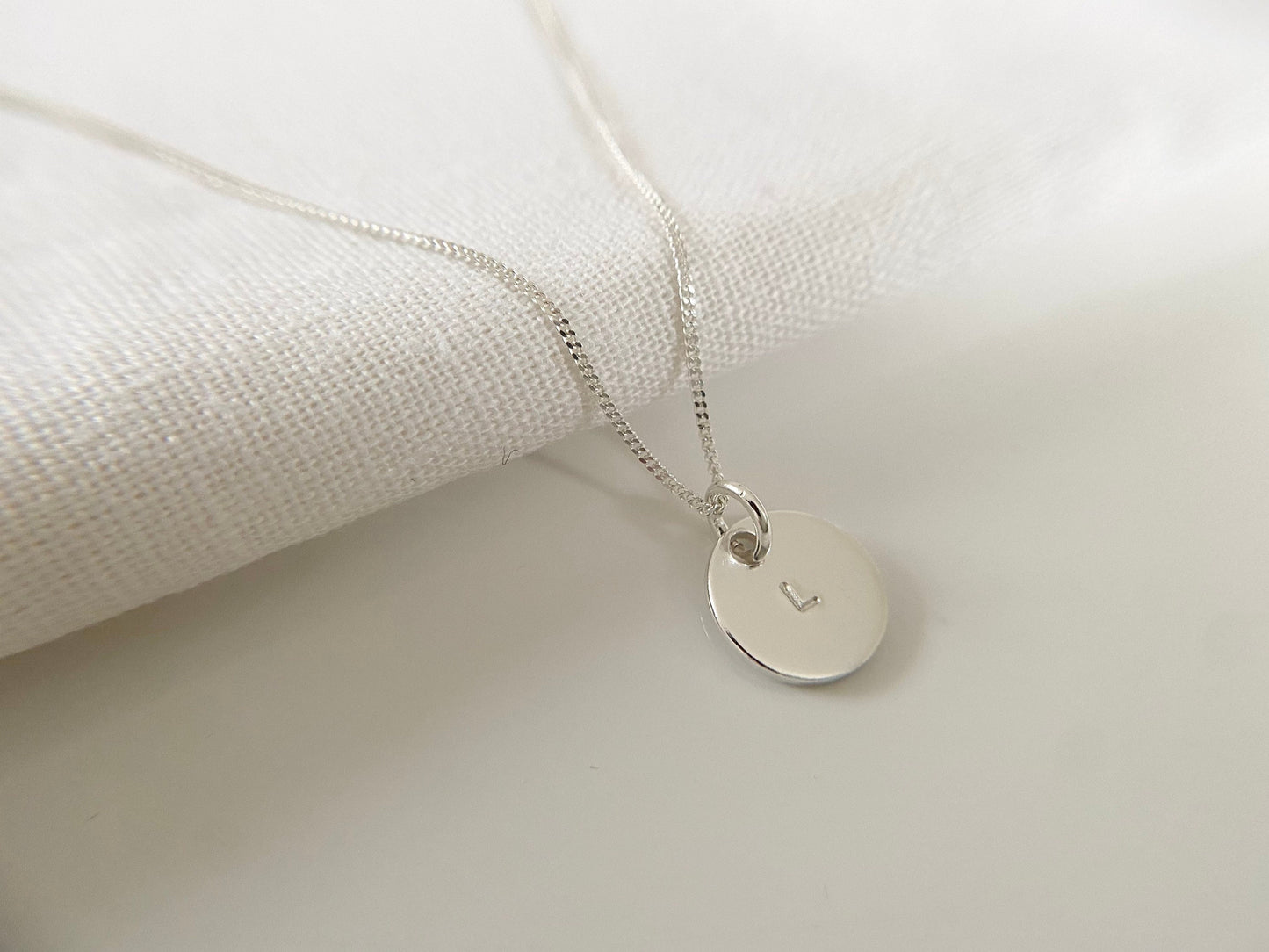 Personalised Sterling Silver Disc Necklace with Initial