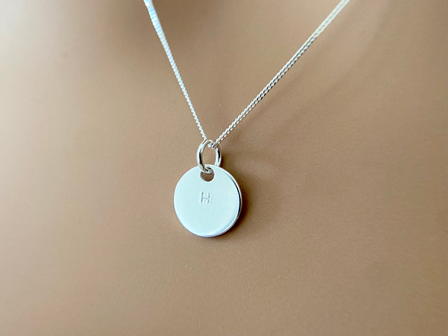 Personalised Sterling Silver Disc Necklace with Initial