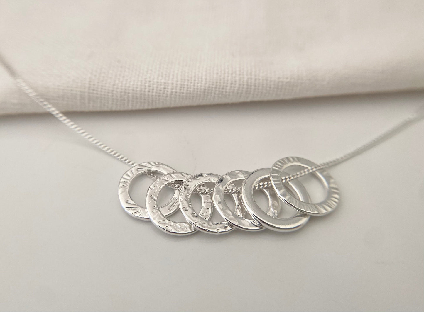 60th Birthday Sterling Silver Washer Necklace for Six Decades