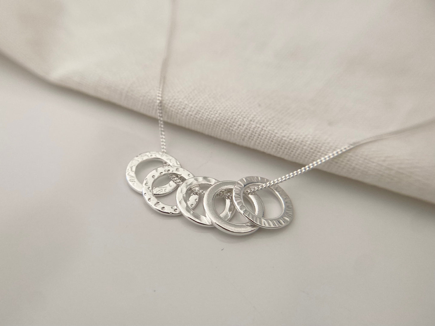 50th Birthday Sterling Silver Washer Necklace for Five Decades