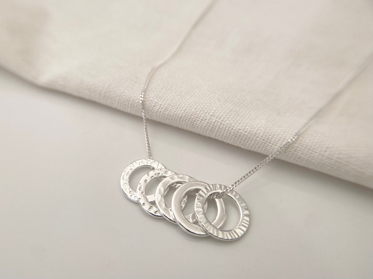 50th Birthday Sterling Silver Washer Necklace for Five Decades