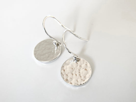 Sterling Silver Hammered Disc Earrings