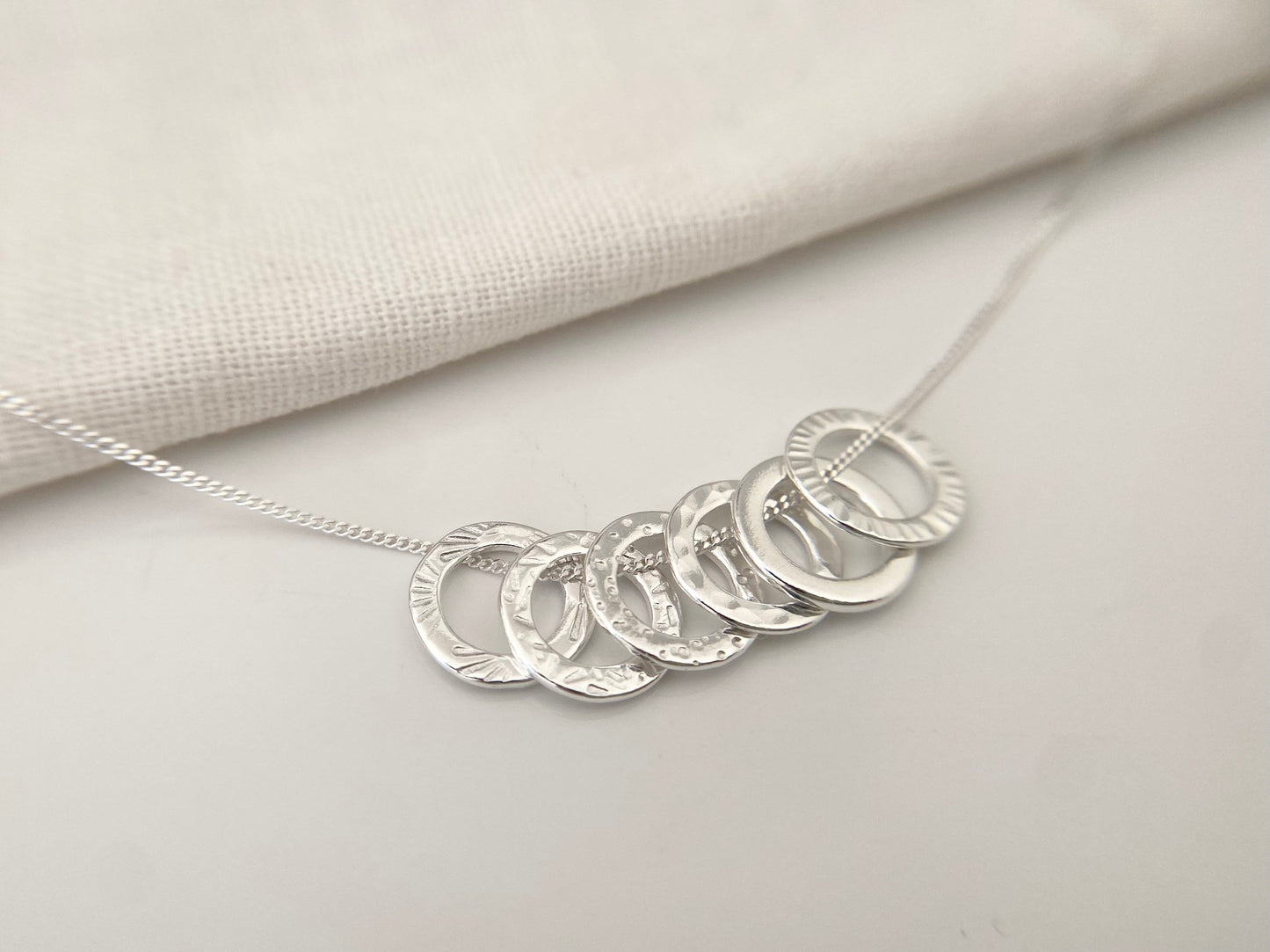 60th Birthday Sterling Silver Washer Necklace for Six Decades