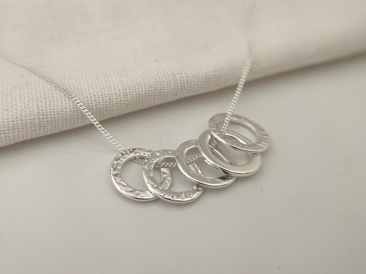 50th Birthday Sterling Silver Washer Necklace for Five Decades