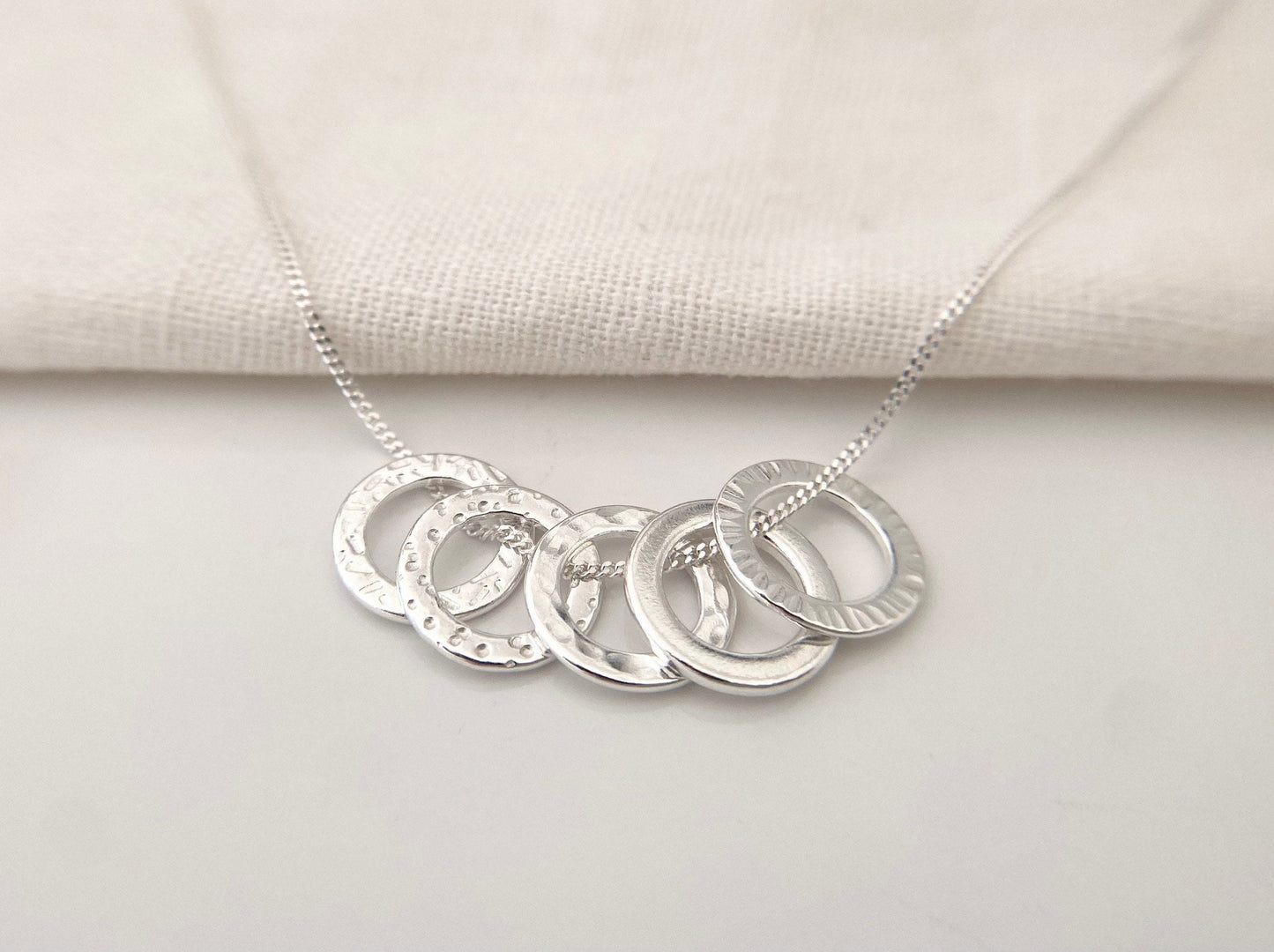 50th Birthday Sterling Silver Washer Necklace for Five Decades