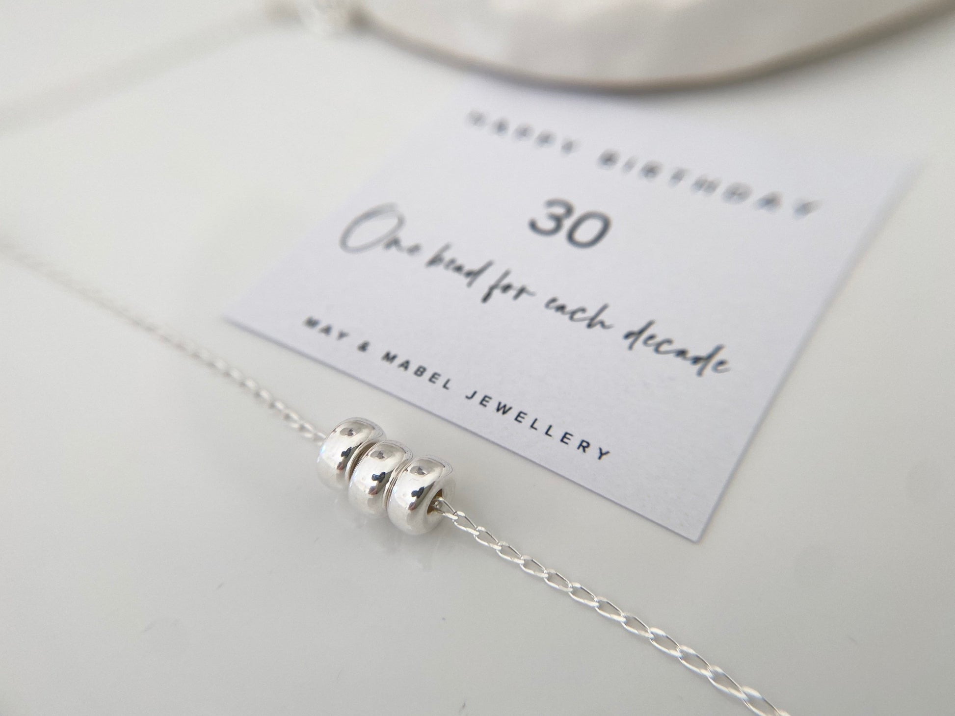 Silver 30th birthday necklace