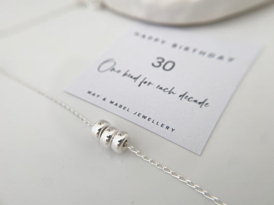 Silver 30th birthday necklace