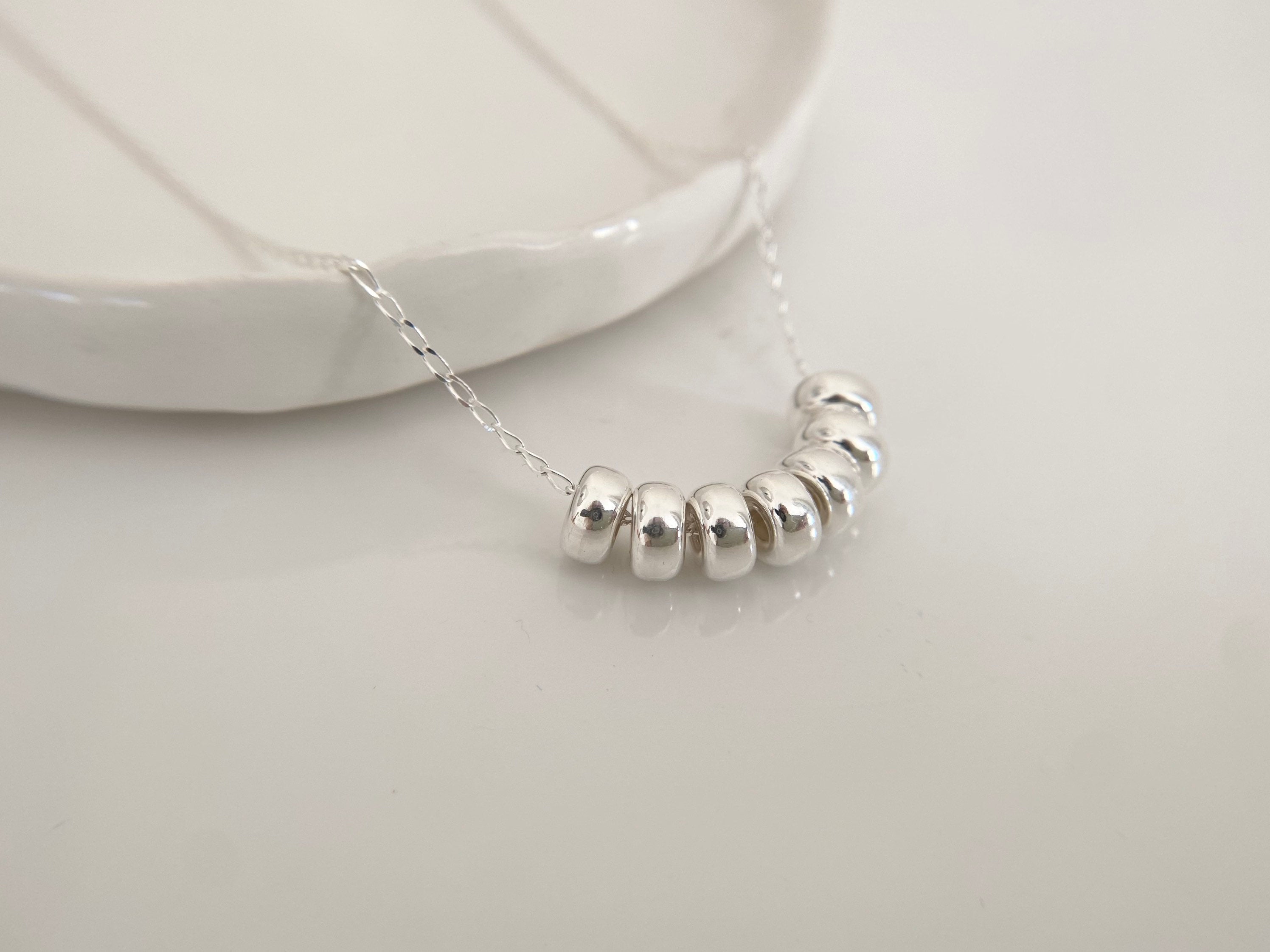 70th Birthday Silver Necklace with Rondelle Beads