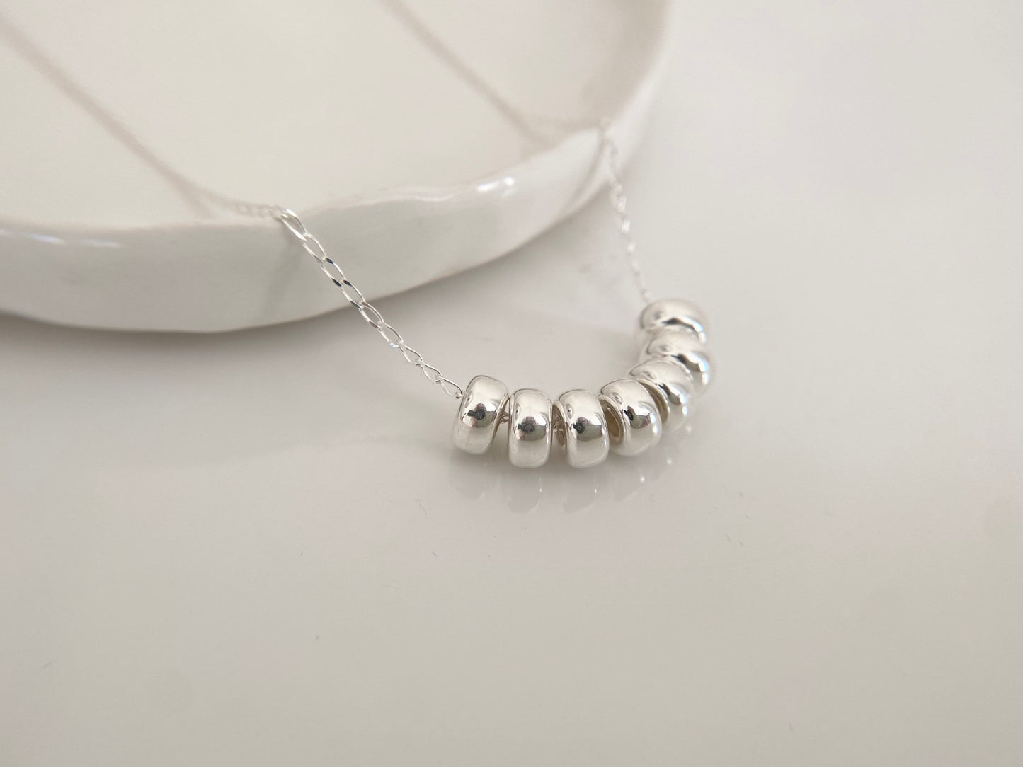 70th Birthday Sterling Silver Necklace with Rondelle Beads