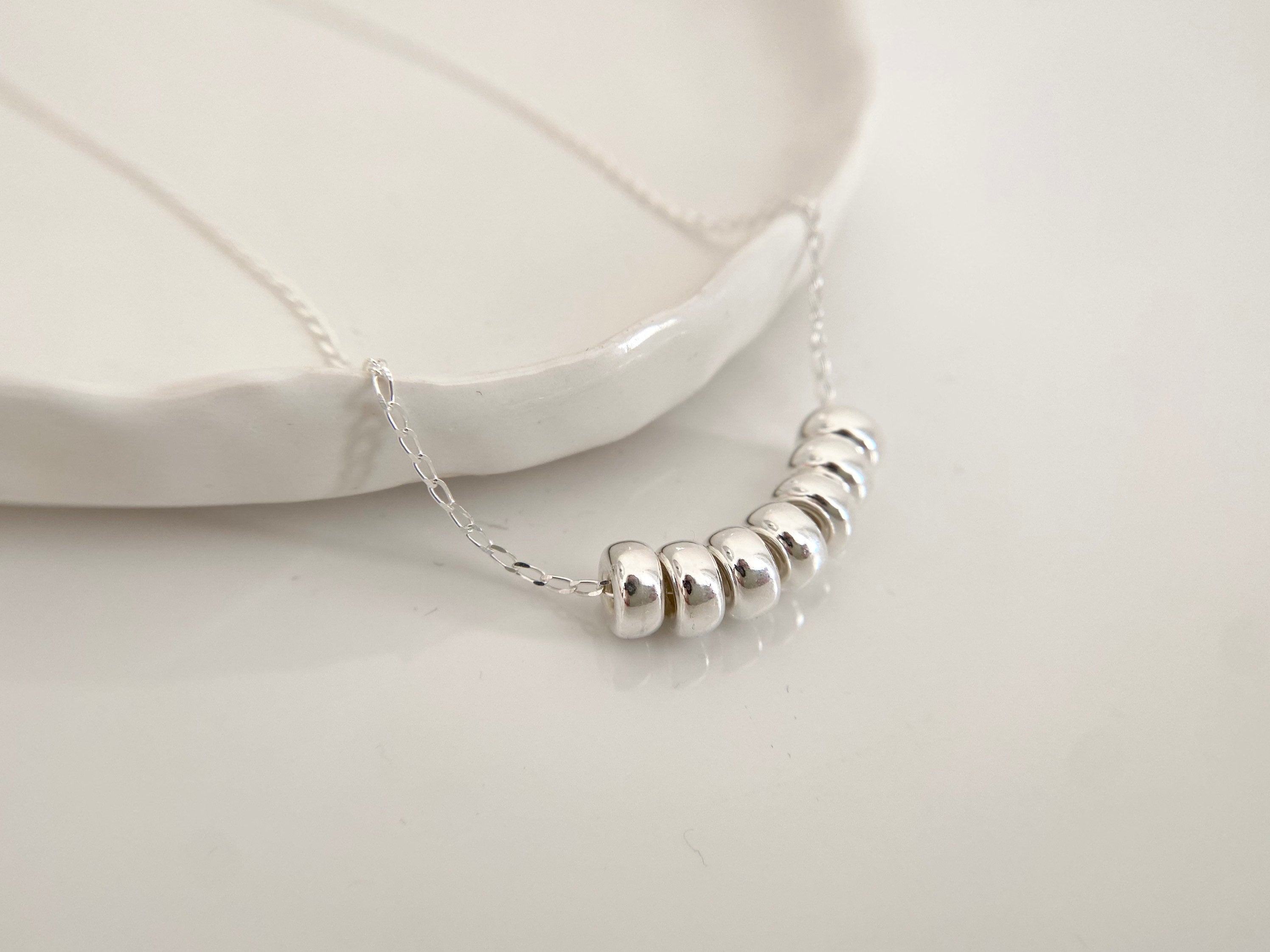 70th Birthday Silver Necklace with Rondelle Beads – May & Mabel