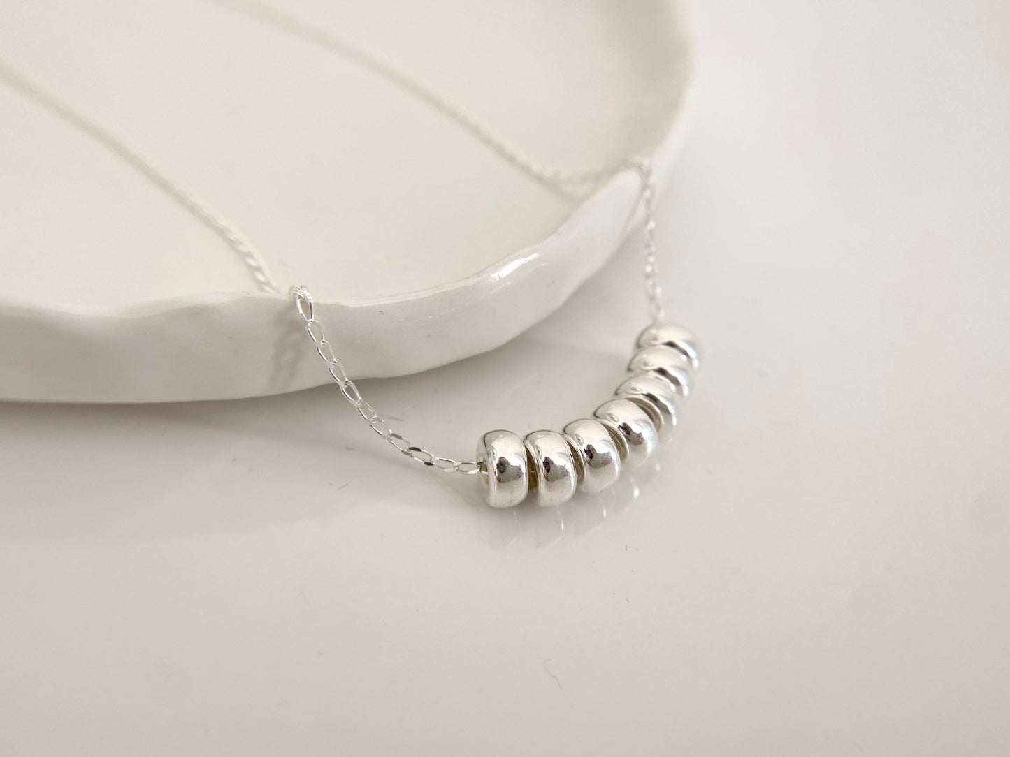 70th Birthday Sterling Silver Necklace with Rondelle Beads