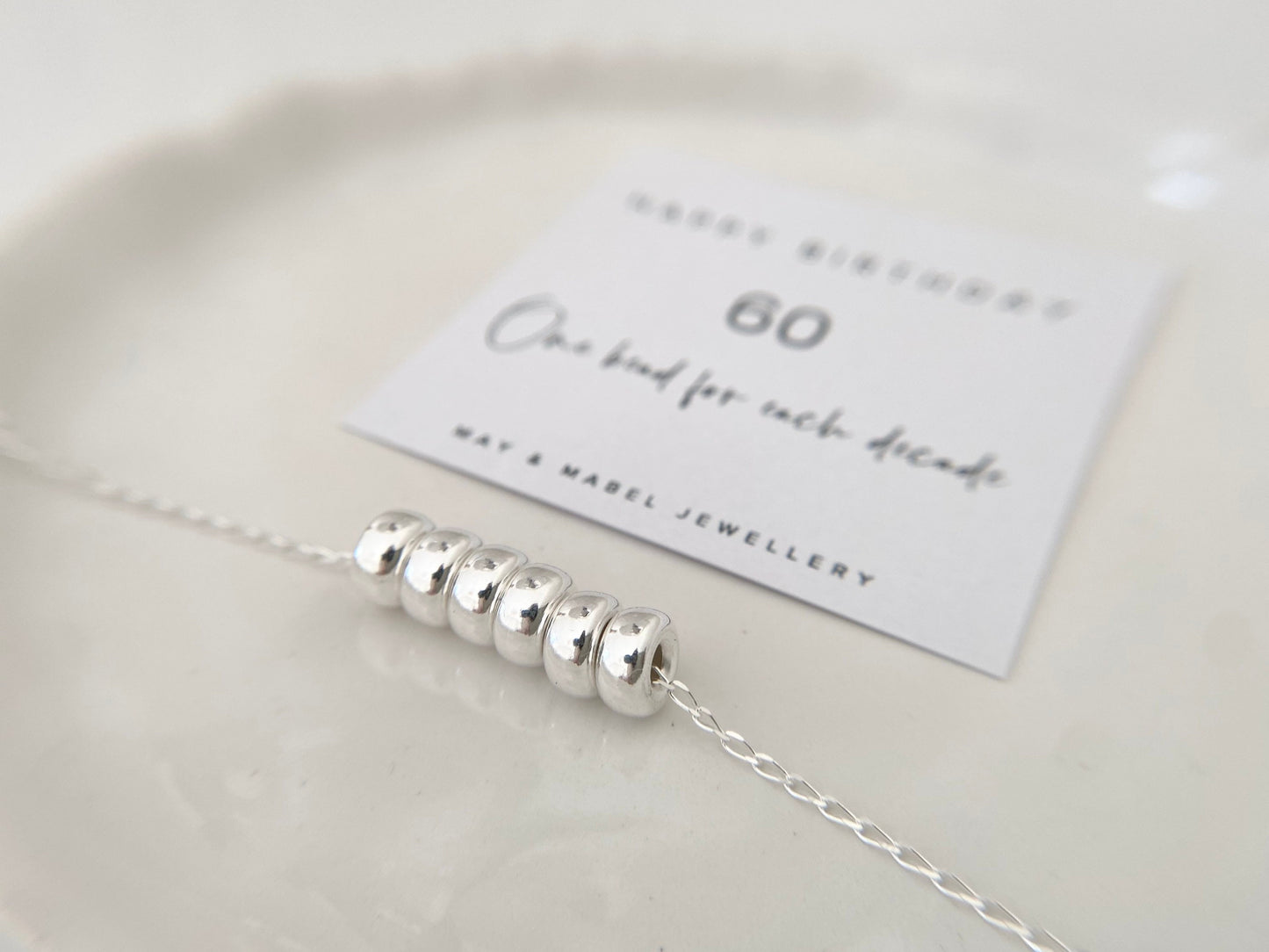 Sixtieth birthday silver necklace 