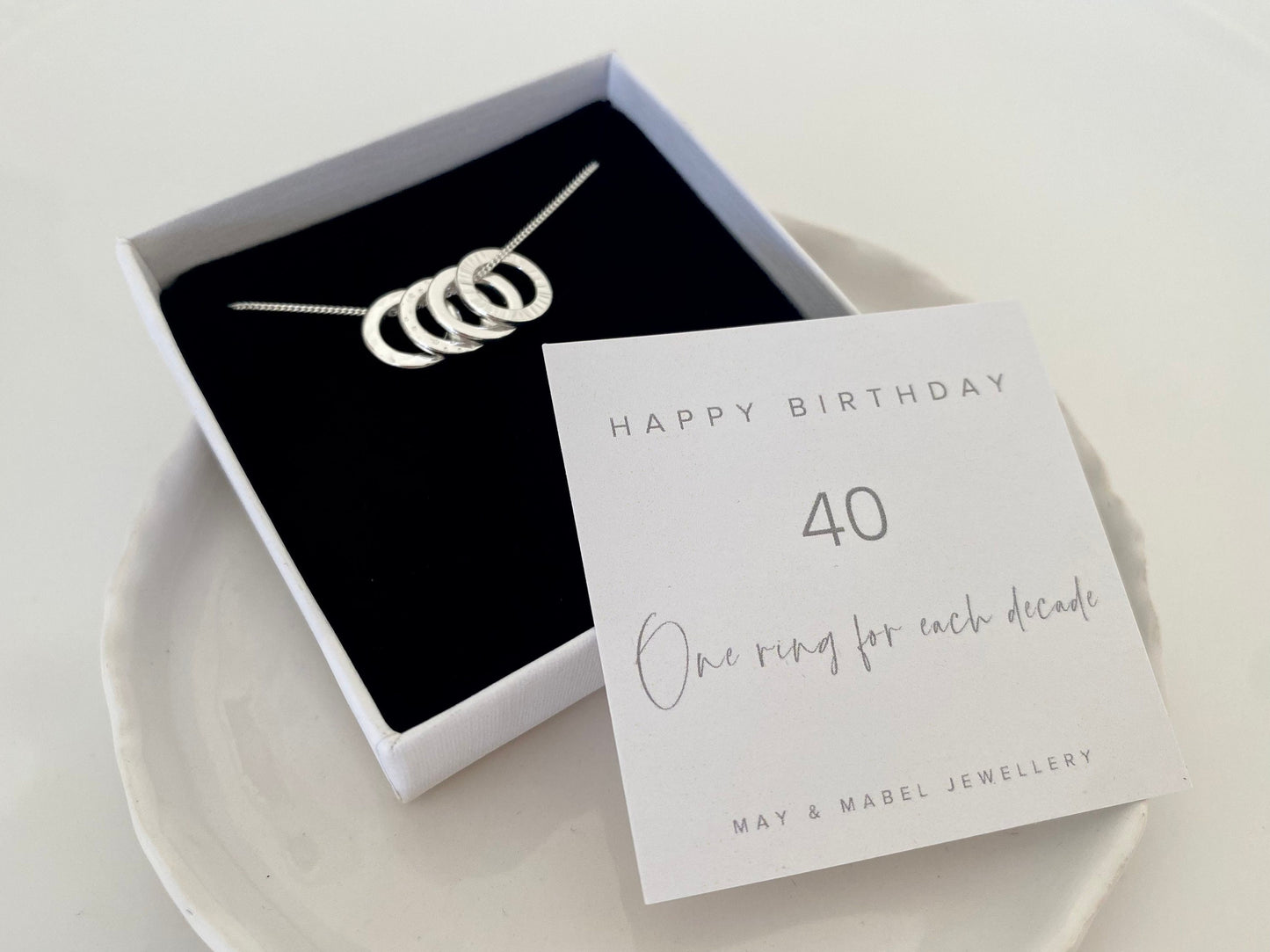 40th Birthday Sterling Silver Washer Necklace