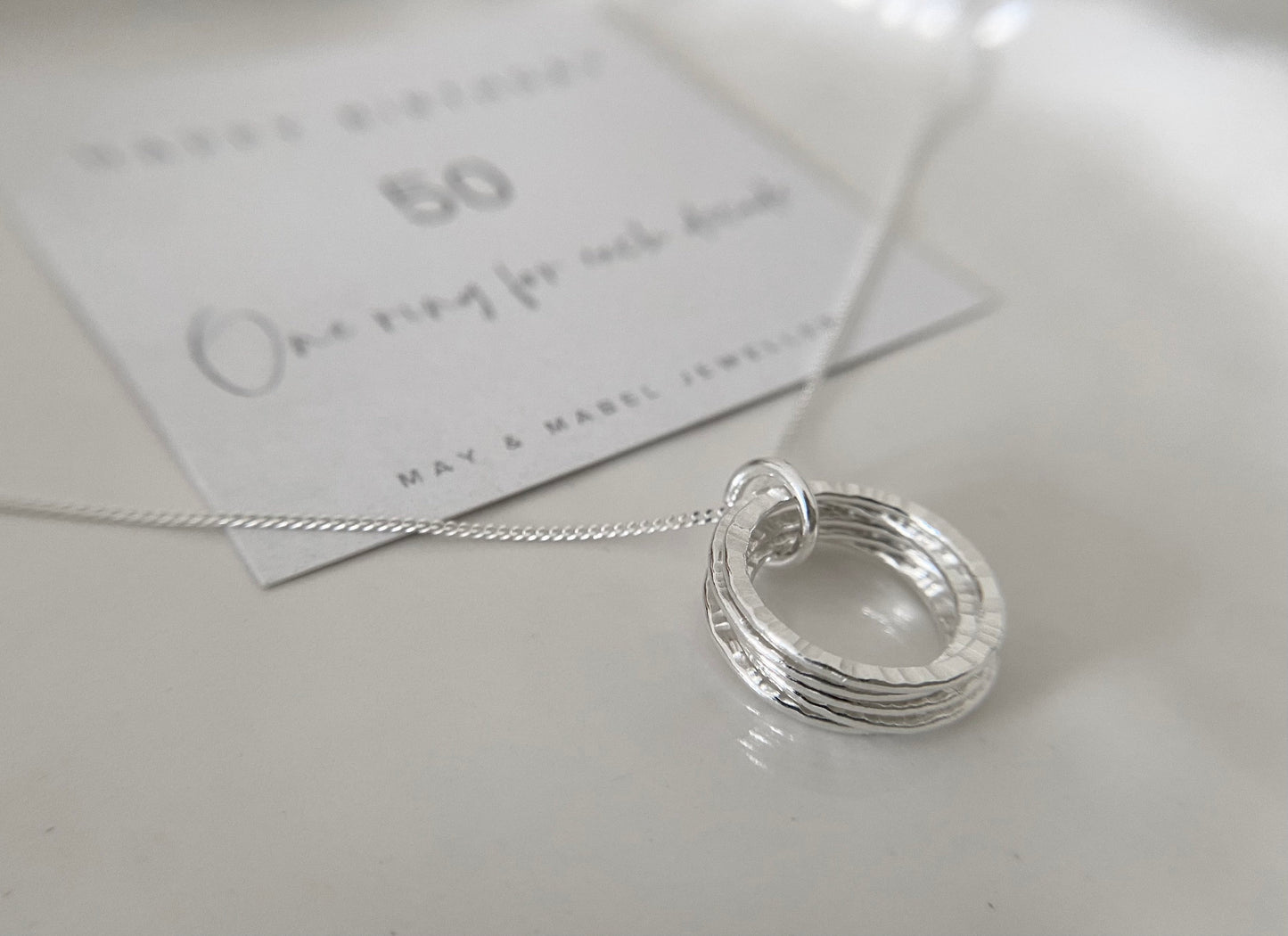 50th Birthday Sterling Silver Textured Necklace