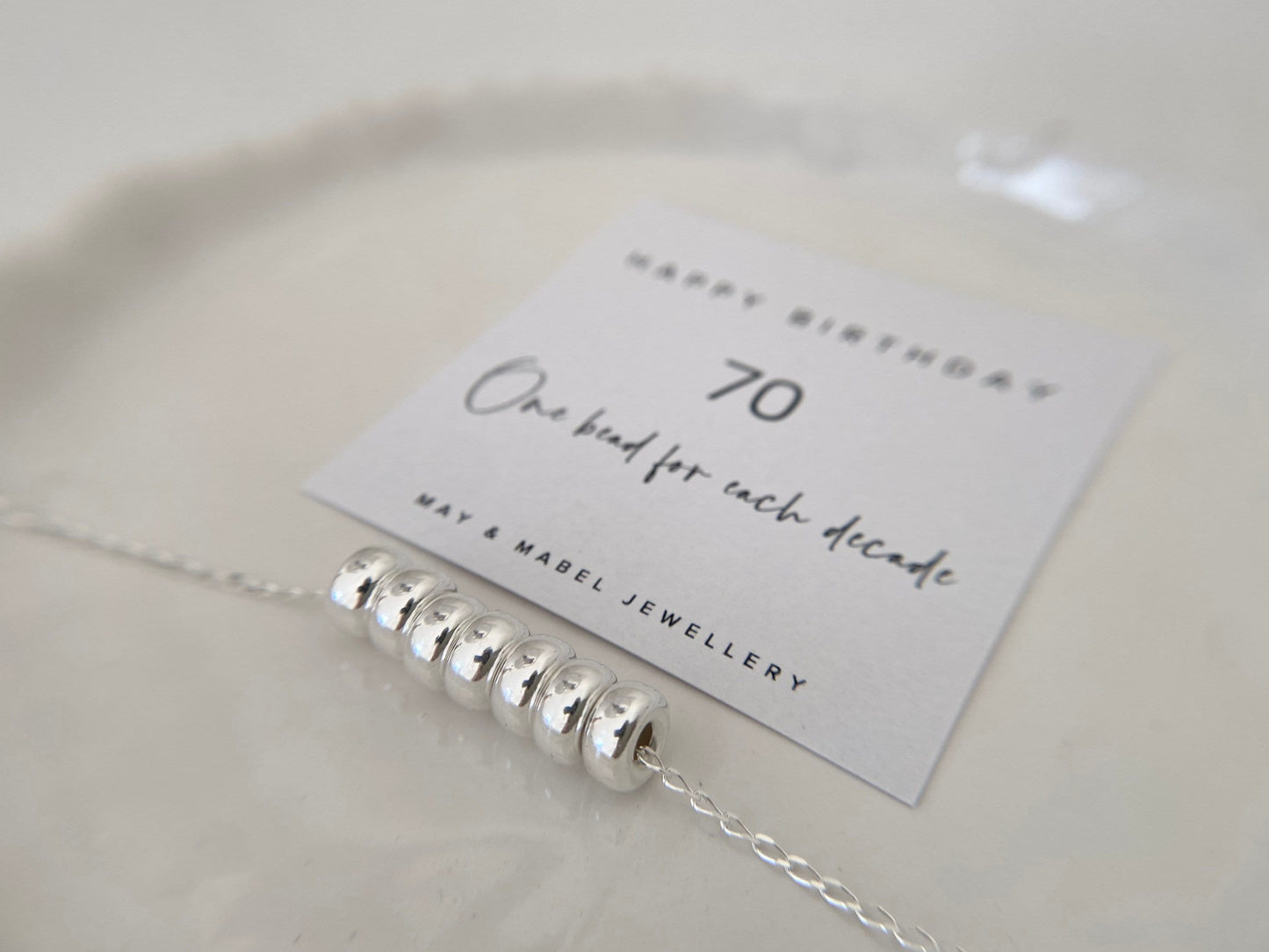 seventieth birthday silver necklace 