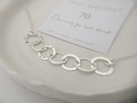 Seventieth birthday silver necklace 