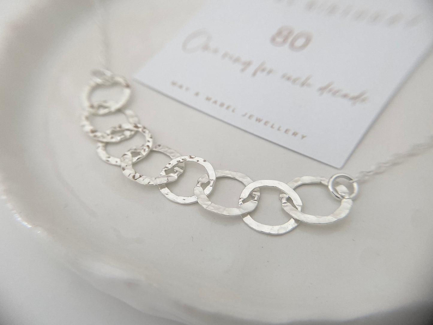 80th Birthday Sterling Silver Interlinked Necklace