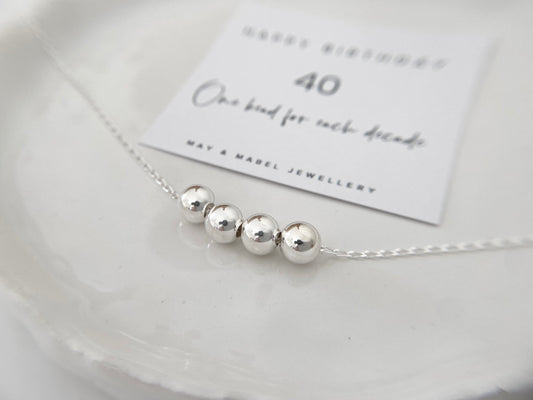 40th Birthday Sterling Silver Necklace for Four Decades