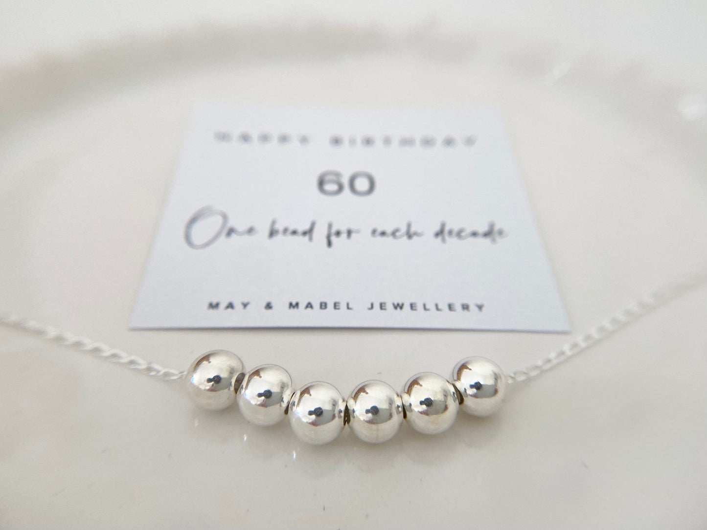 60th Birthday Sterling Silver Necklace for Six Decades