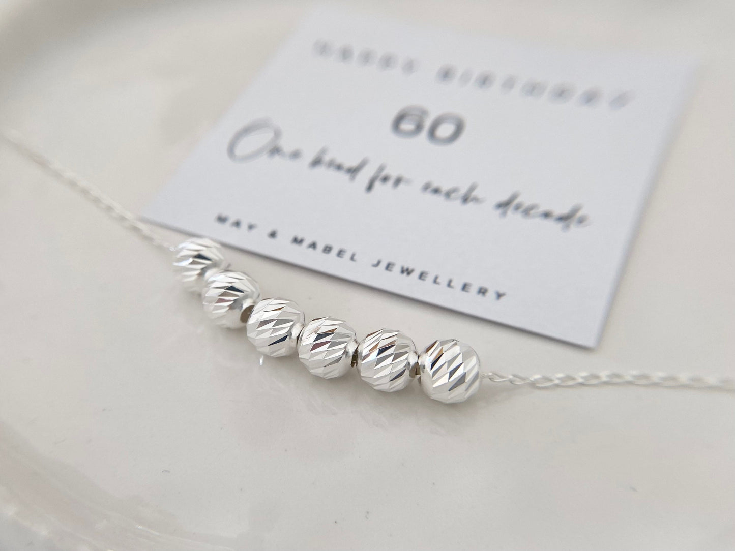 Sixtieth birthday silver necklace 