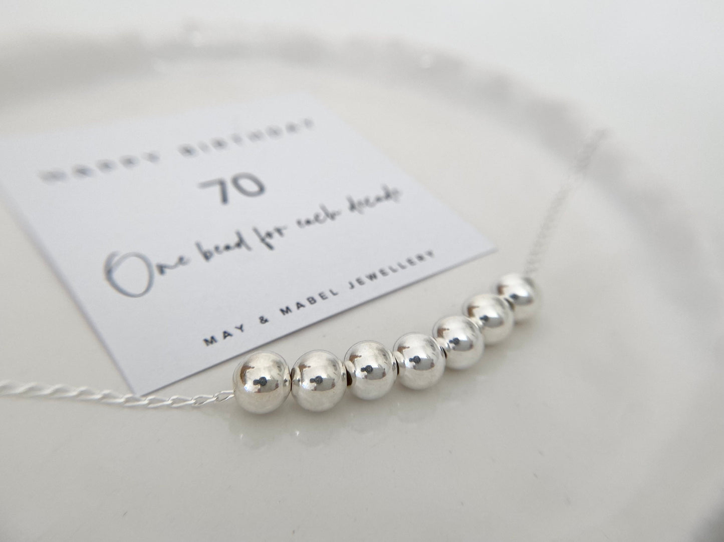 seventieth birthday silver necklace 