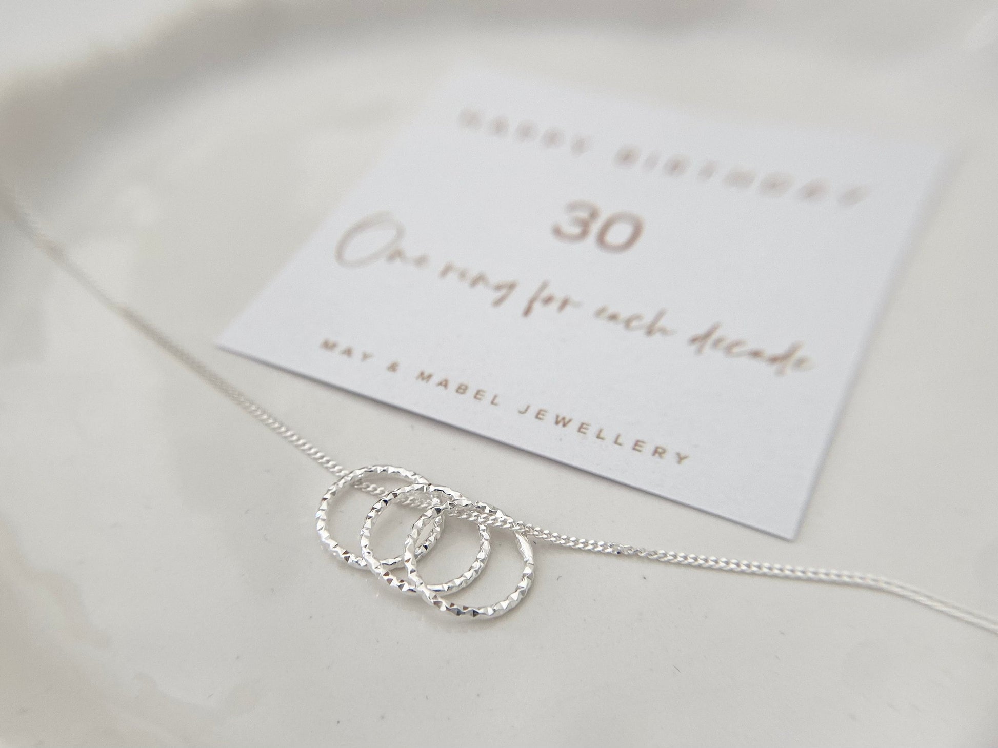 30th Birthday three ring necklace 