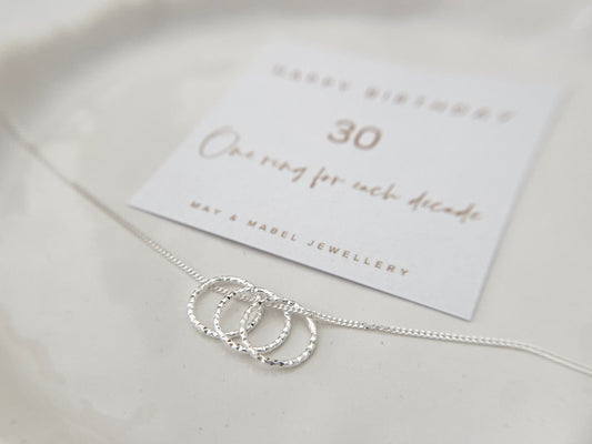 30th Birthday three ring necklace 