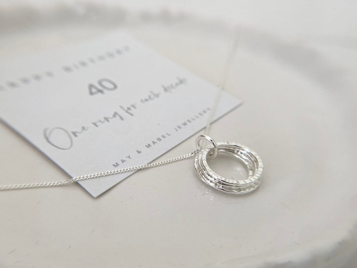 40th Birthday Sterling Silver Textured Necklace