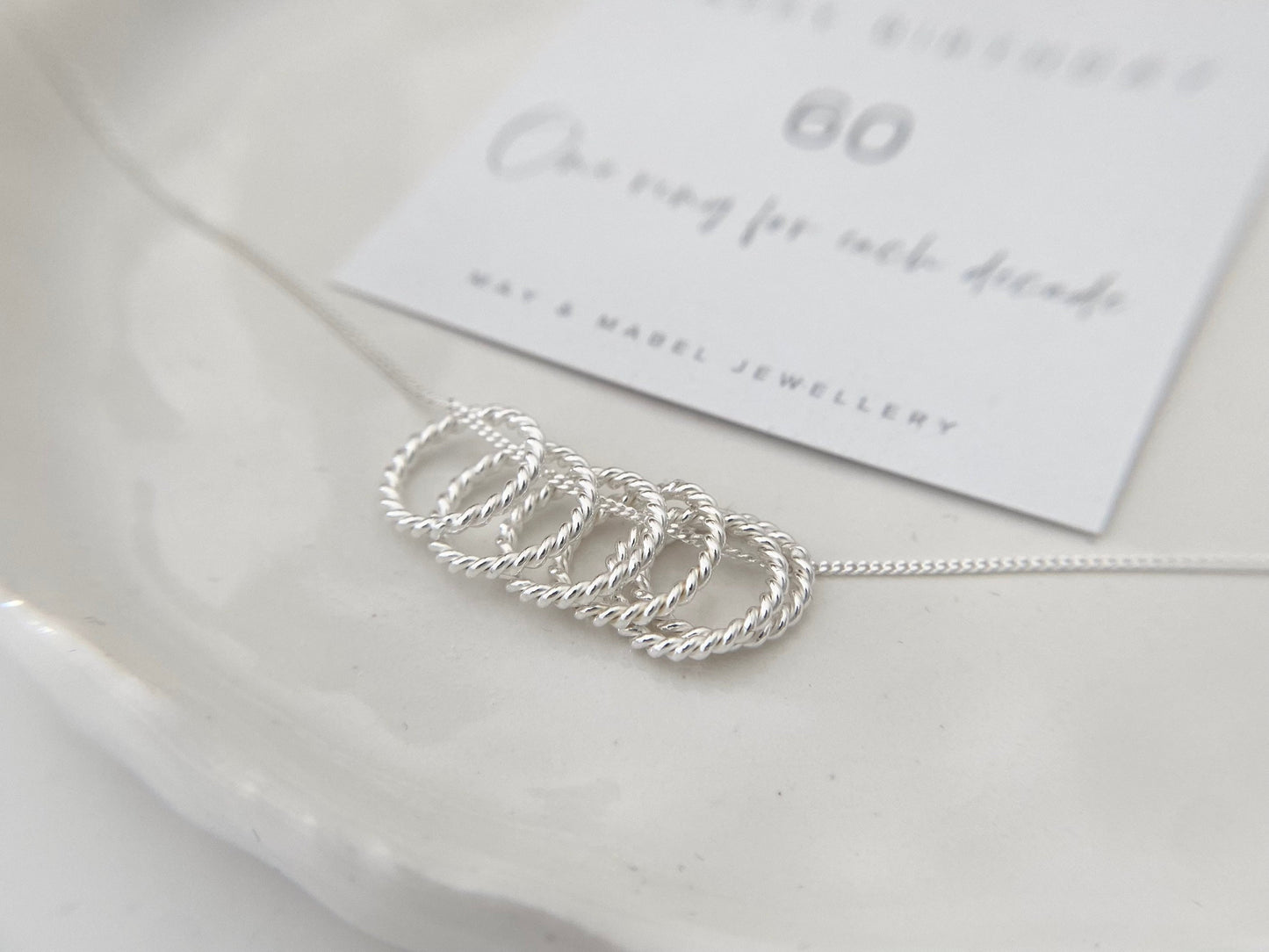 Sixtieth birthday silver necklace 