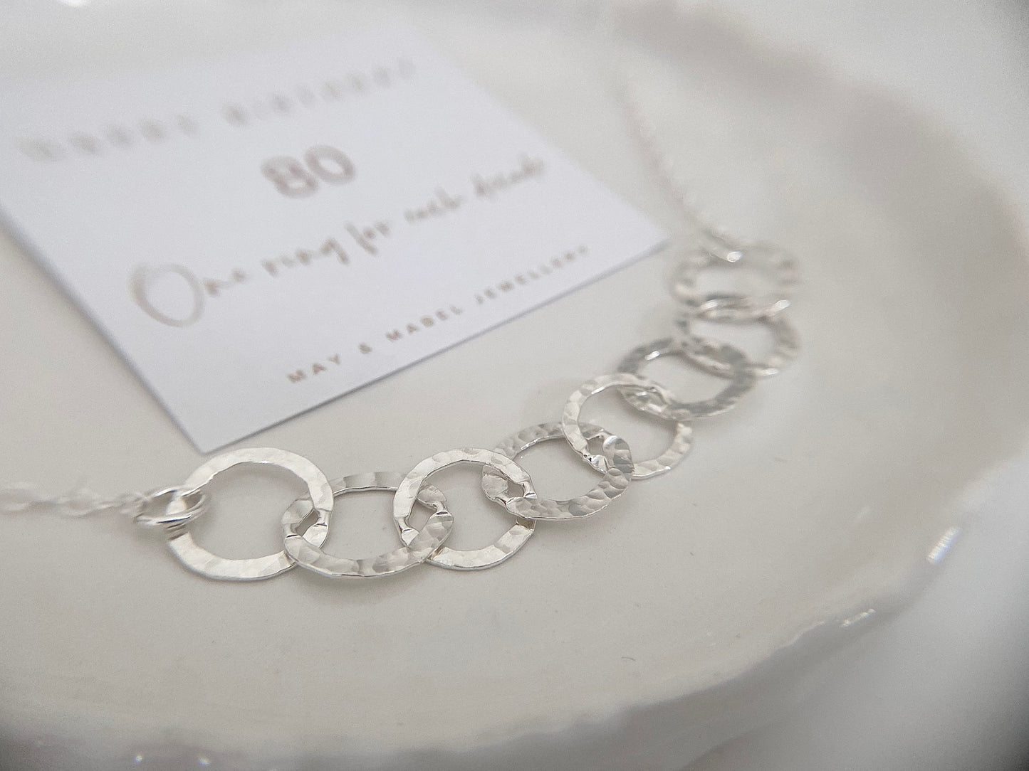 Eightieth birthday silver necklace 