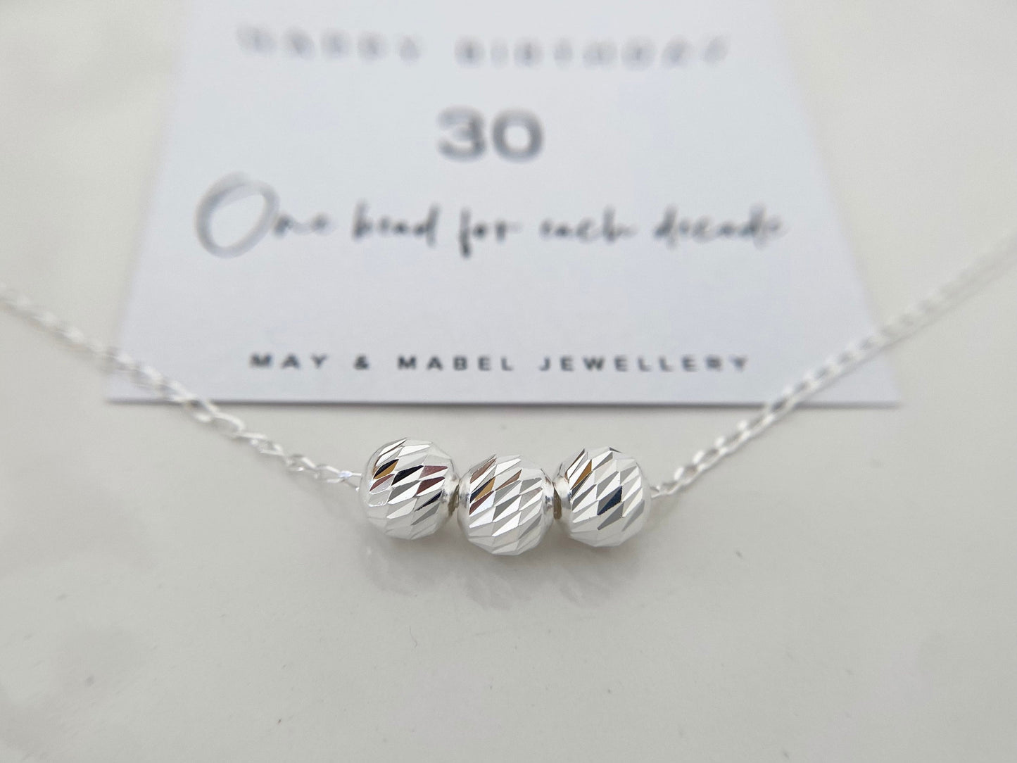 Silver 30th birthday necklace