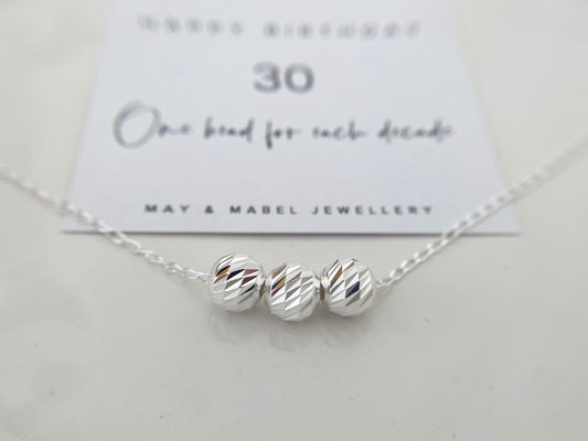 Silver 30th birthday necklace