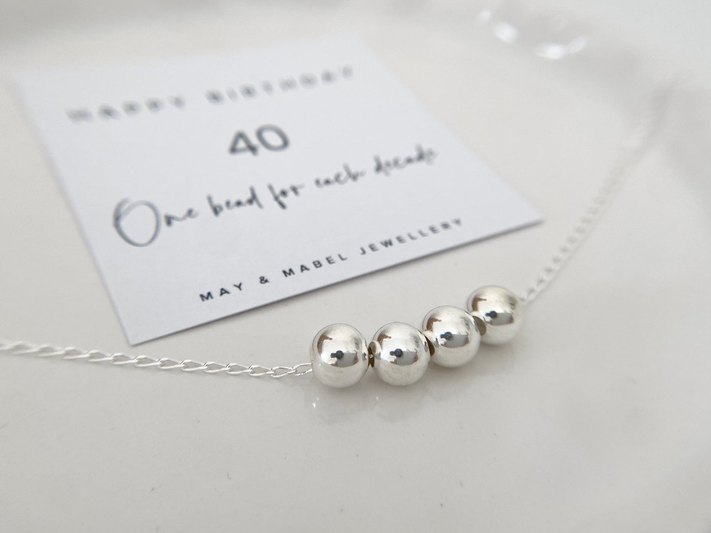 40th Birthday Sterling Silver Necklace for Four Decades