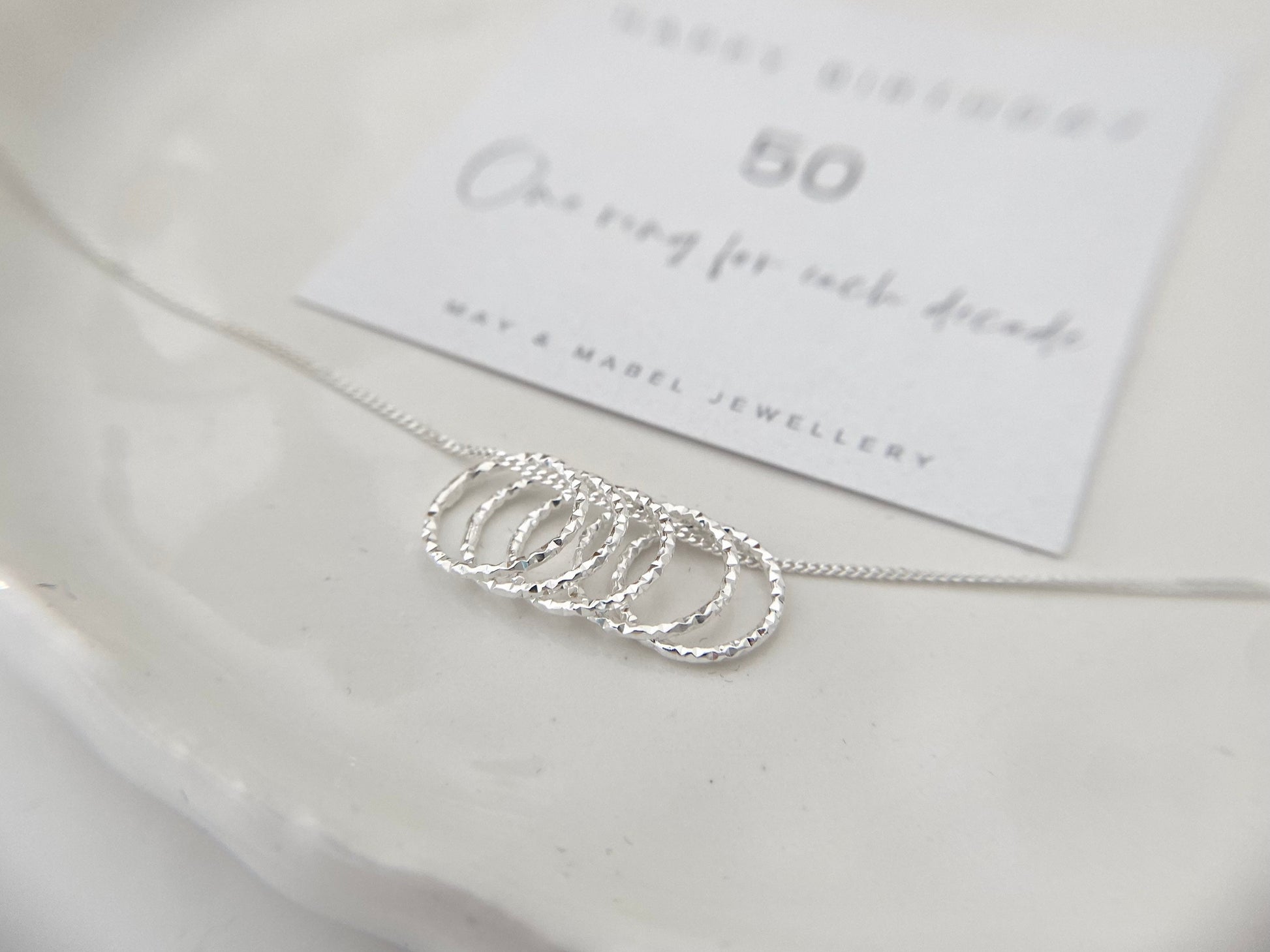 50th Birthday five ring decades necklace 