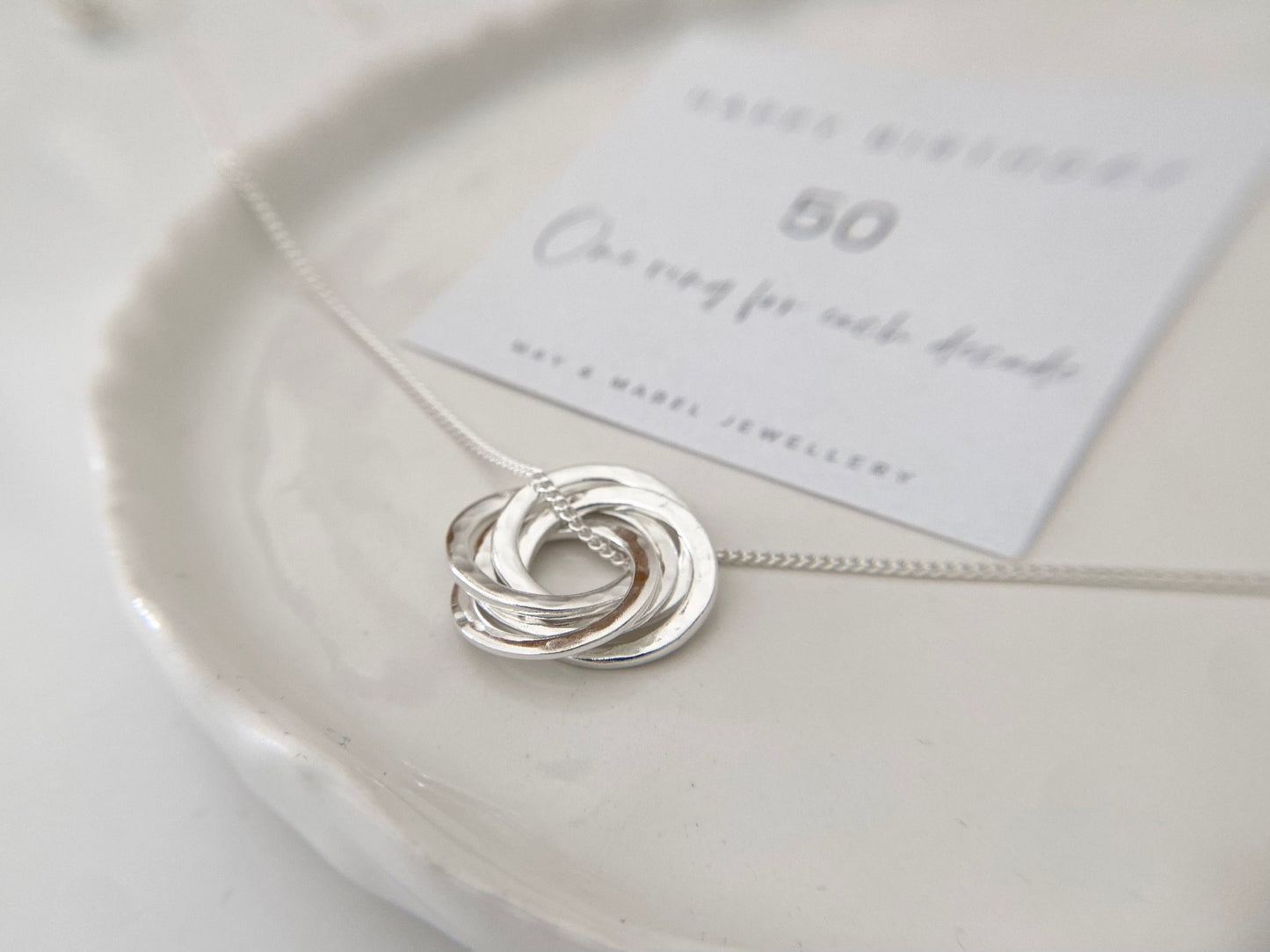 50th birthday silver necklace 