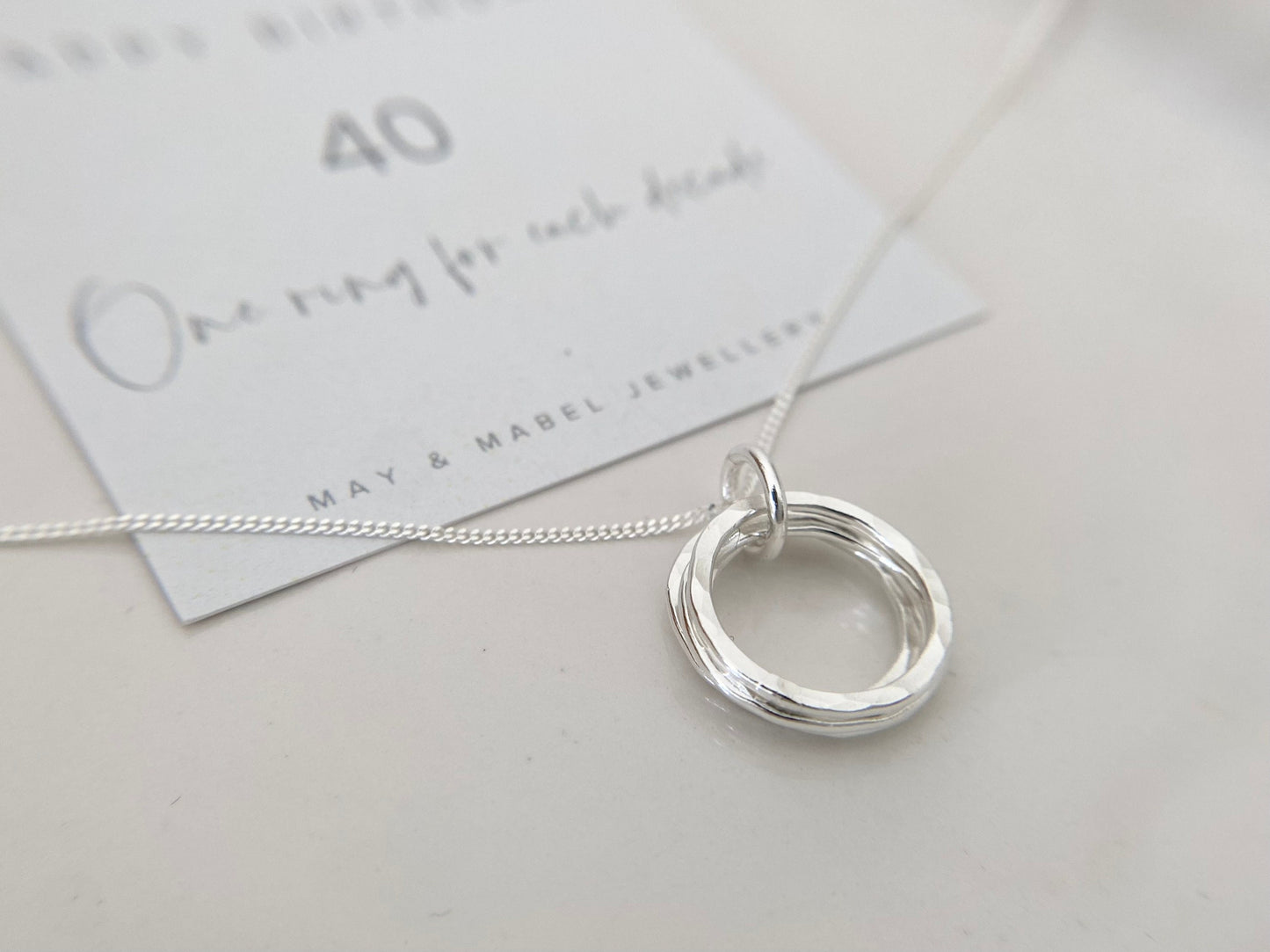 40th Birthday Classic Sterling Silver Necklace for Four Decades