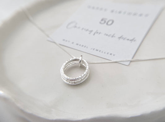 50th birthday silver necklace 