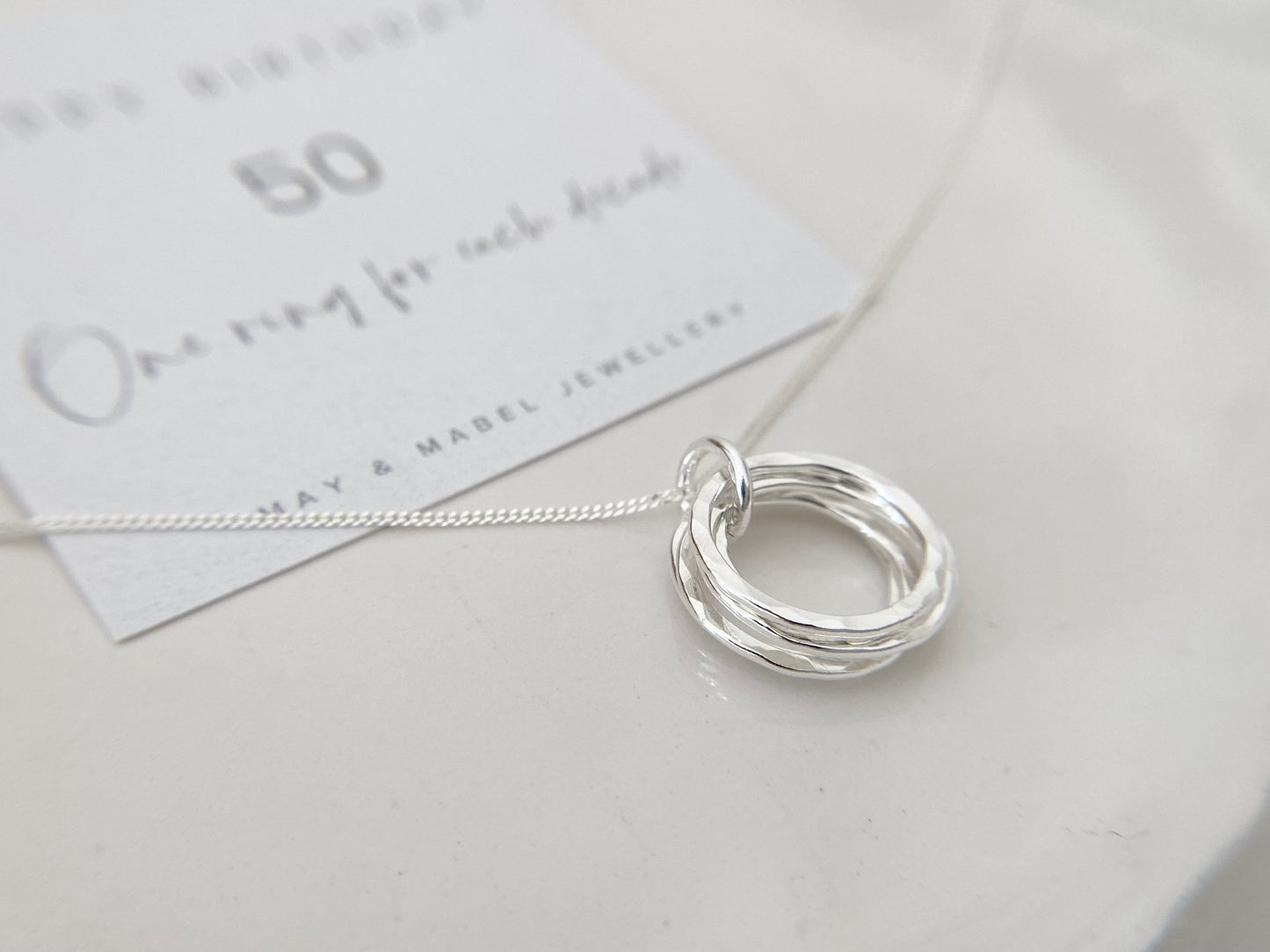 50th Birthday Classic Sterling Silver Necklace for Five Decades