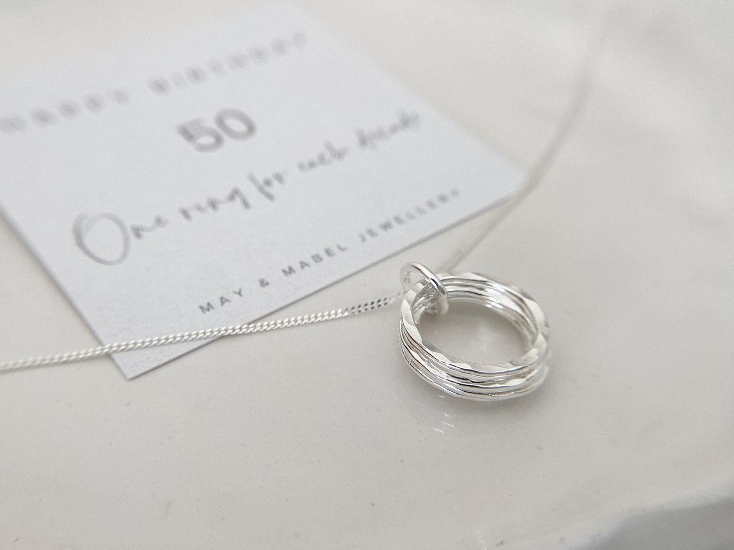 50th birthday silver necklace 