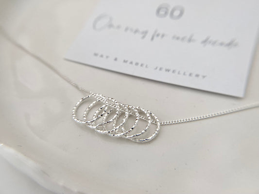 Sixtieth birthday silver necklace 